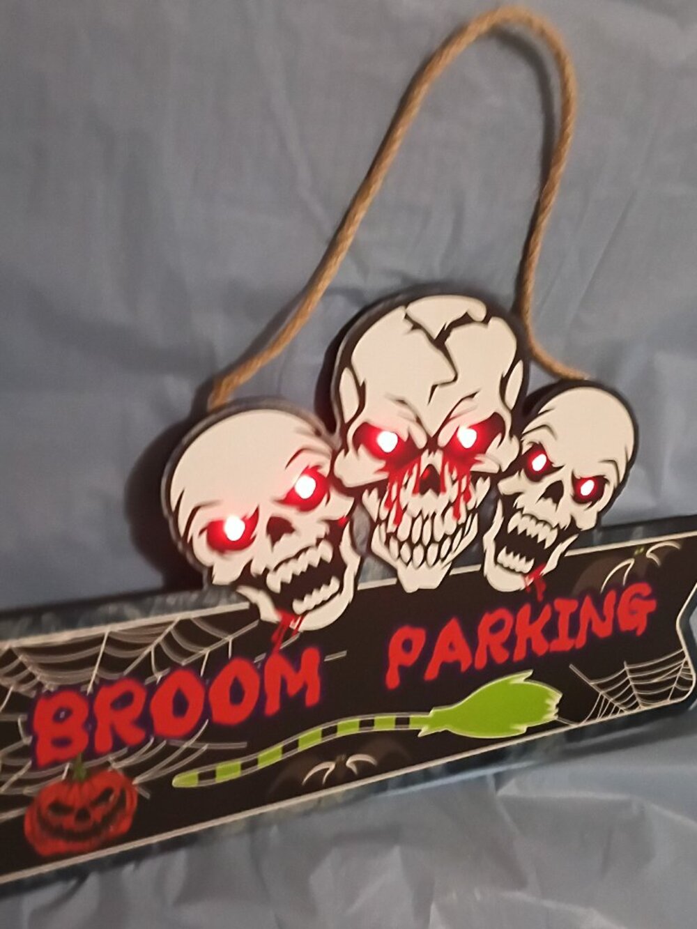 Halloween Wooden Broom Parking Sign